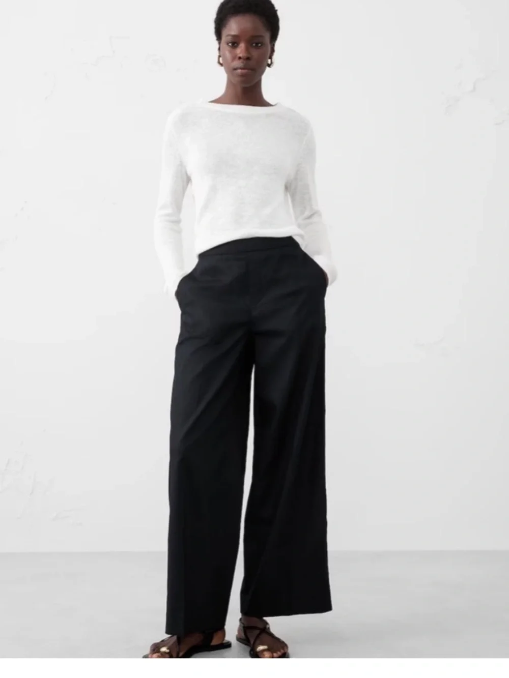 Banana Republic Hayden Wide Leg Linen Blend Black Pants Size Medium NWT